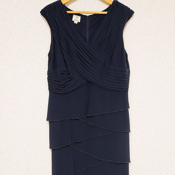 Patra Dresses & Skirts - Elegant Patra Tiered Beaded Navy Blue Evening Gown 18W – Full Length